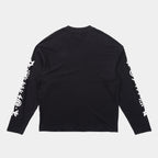 Ink Black | Back White Westbeach long sleeve tee with a black heritage graphic featuring a light bulb, a skateboard board, and classic Westbeach iconography on the sleeves. 
