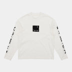 Cougar Milk | Front White Westbeach long sleeve tee with a black heritage graphic featuring a light bulb, a skateboard board, and classic Westbeach iconography on the sleeves. 