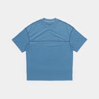Frostbite Blue | Front A light blue short-sleeve crewneck t-shirt with a subtle horizontal seam across the chest, laid flat against a light gray background.