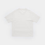 Cougar Milk | Front A short-sleeve crewneck t-shirt in off-white, laid flat against a clean white background.