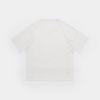 Cougar Milk | Back A plain white short-sleeve t-shirt shown from the back, laid flat against a clean white background.