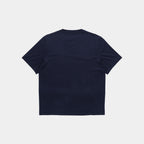 Deepwater Navy | Back A dark navy blue short-sleeve t-shirt shown from the back, laid flat against a light gray background.