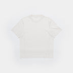Cougar Milk | Front A plain white short-sleeve crewneck t-shirt laid flat against a clean white background.