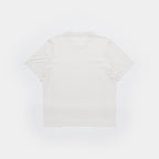 Cougar Milk | Back A plain white short-sleeve crewneck t-shirt shown from the back, laid flat against a clean white background.