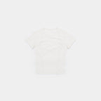 Cougar Milk | Front A short-sleeve crewneck t-shirt in off-white, laid flat against a solid white background.