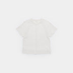 Cougar Milk | Front A short-sleeve crewneck t-shirt in off-white, laid flat against a solid white background.