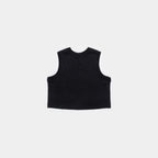 Ink Black | Front A black sleeveless crop top with a crew neck, shown from the back on a light gray background.